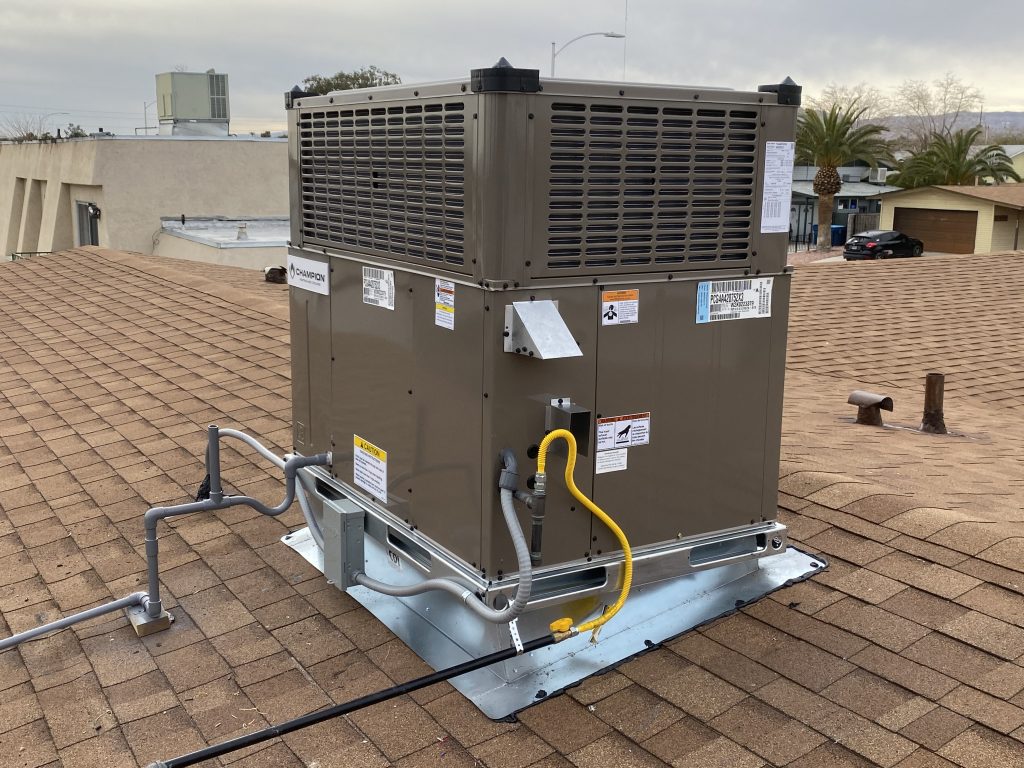 Commercial rooftop AC unit installation by Edgar's Service in Las Vegas